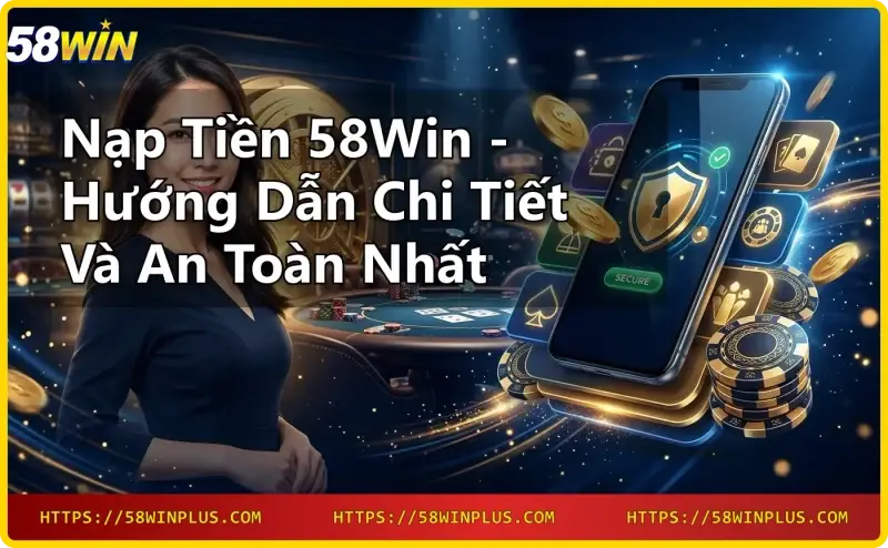 Biểu tượng khiên bảo mật vàng với tiền Việt Nam bay xung quanh, thể hiện lợi ích nạp tiền 58win