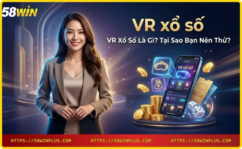 Hình ảnh minh họa VR xổ số với quả cầu quay số ảo và hiệu ứng ánh sáng neon