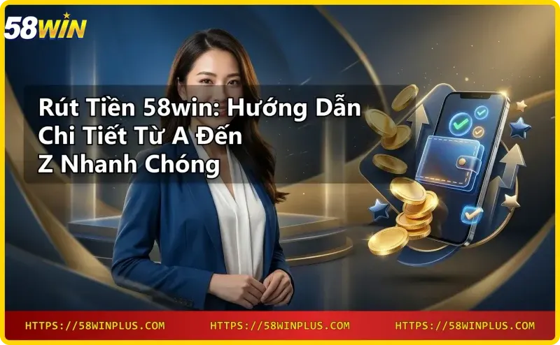 Tổng quan rút tiền 58win với thiết bị công nghệ và biểu tượng bảo mật